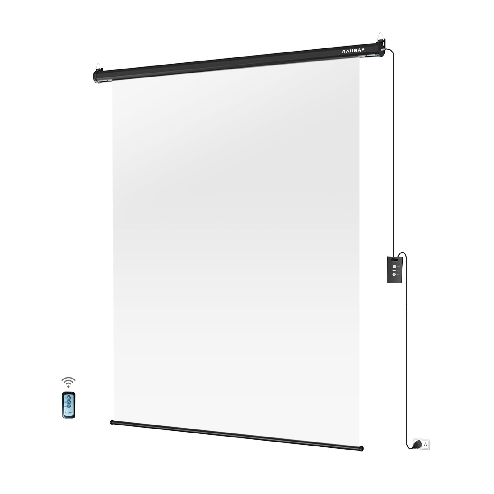 5′ x 7.2′ Motorized Pull Down White Screen
