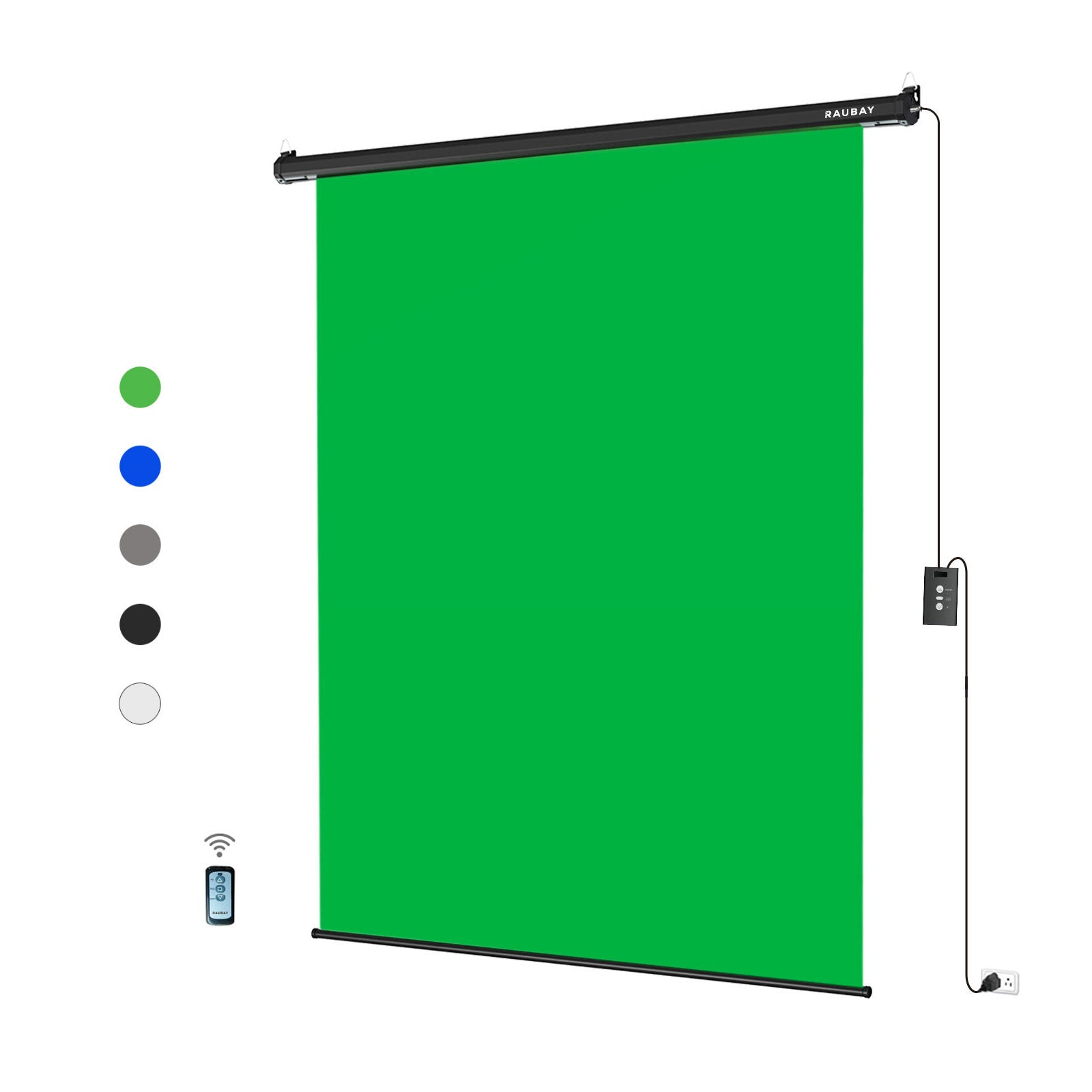 5′ x 7.2′ Motorized Pull Down Green Screen (Blue/White/Black/Grey