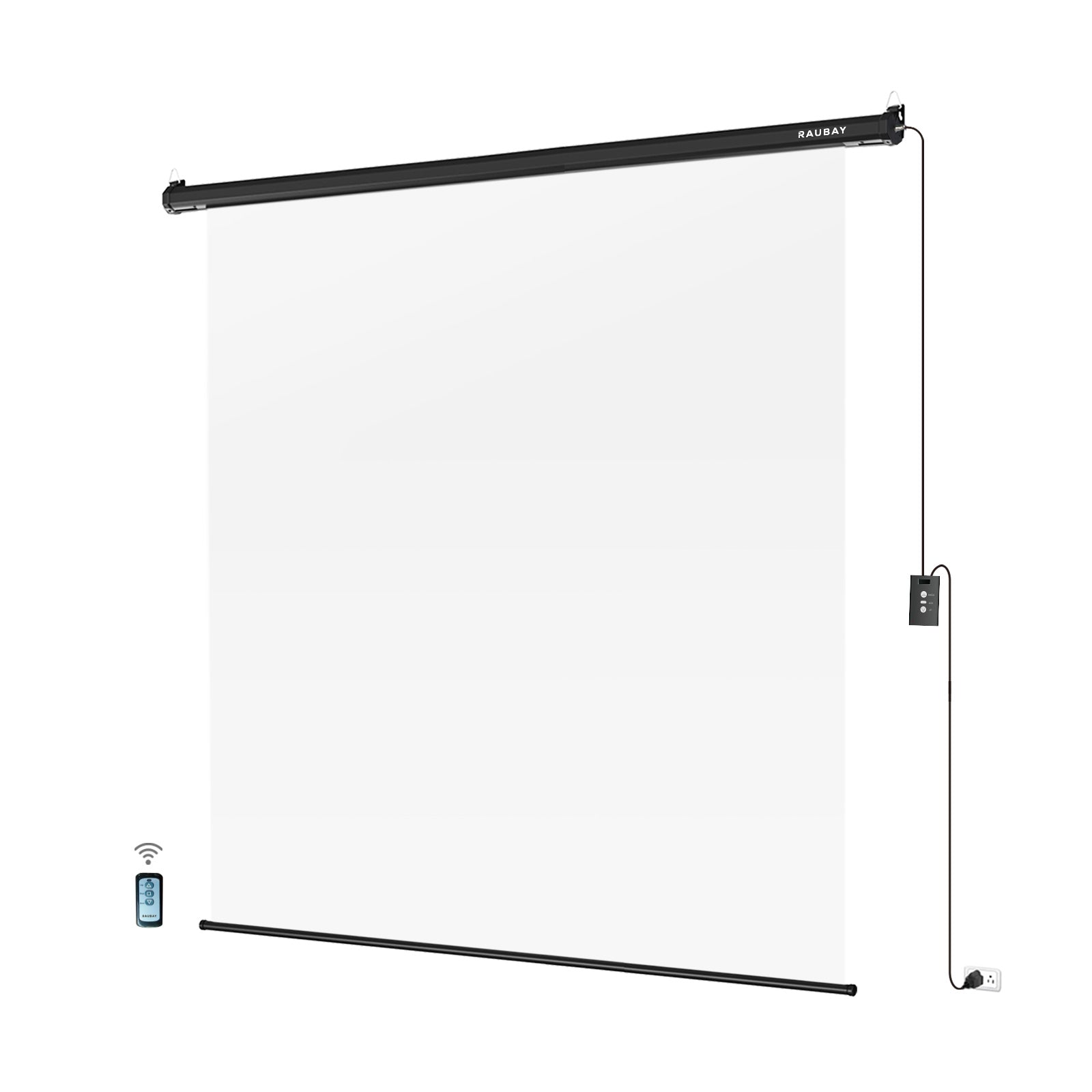 6.7′ x 7.2′ Motorized Pull Down White Screen