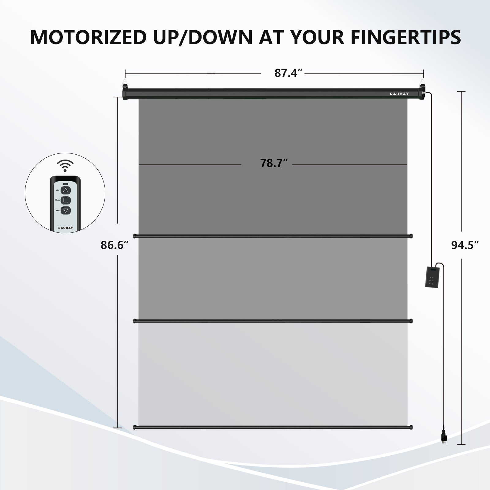 6.7′ x 7.2′ Motorized Pull Down Grey Screen