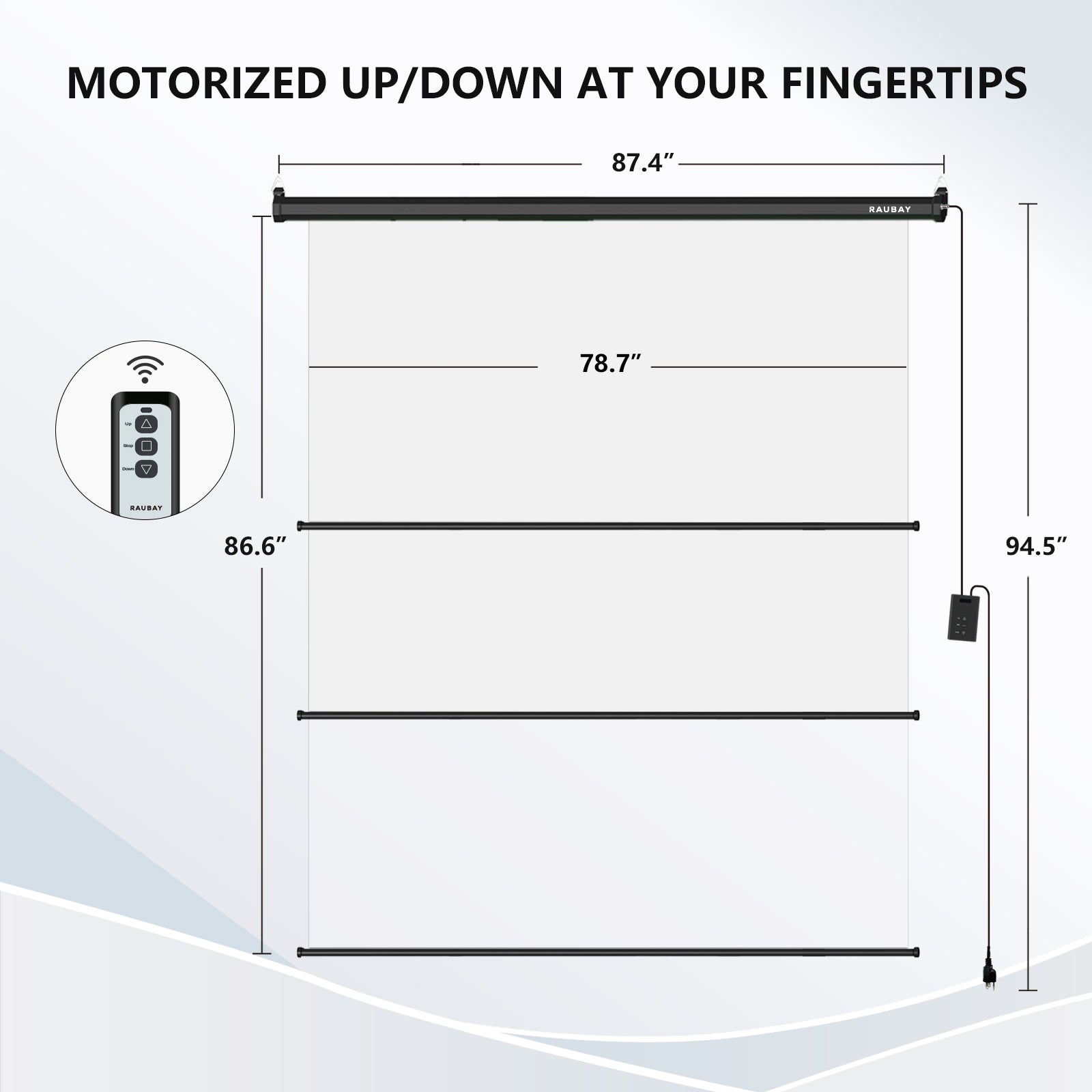 6.7′ x 7.2′ Motorized Pull Down White Screen