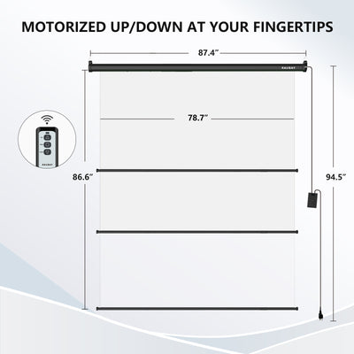 6.7′ x 7.2′ Motorized Pull Down White Screen