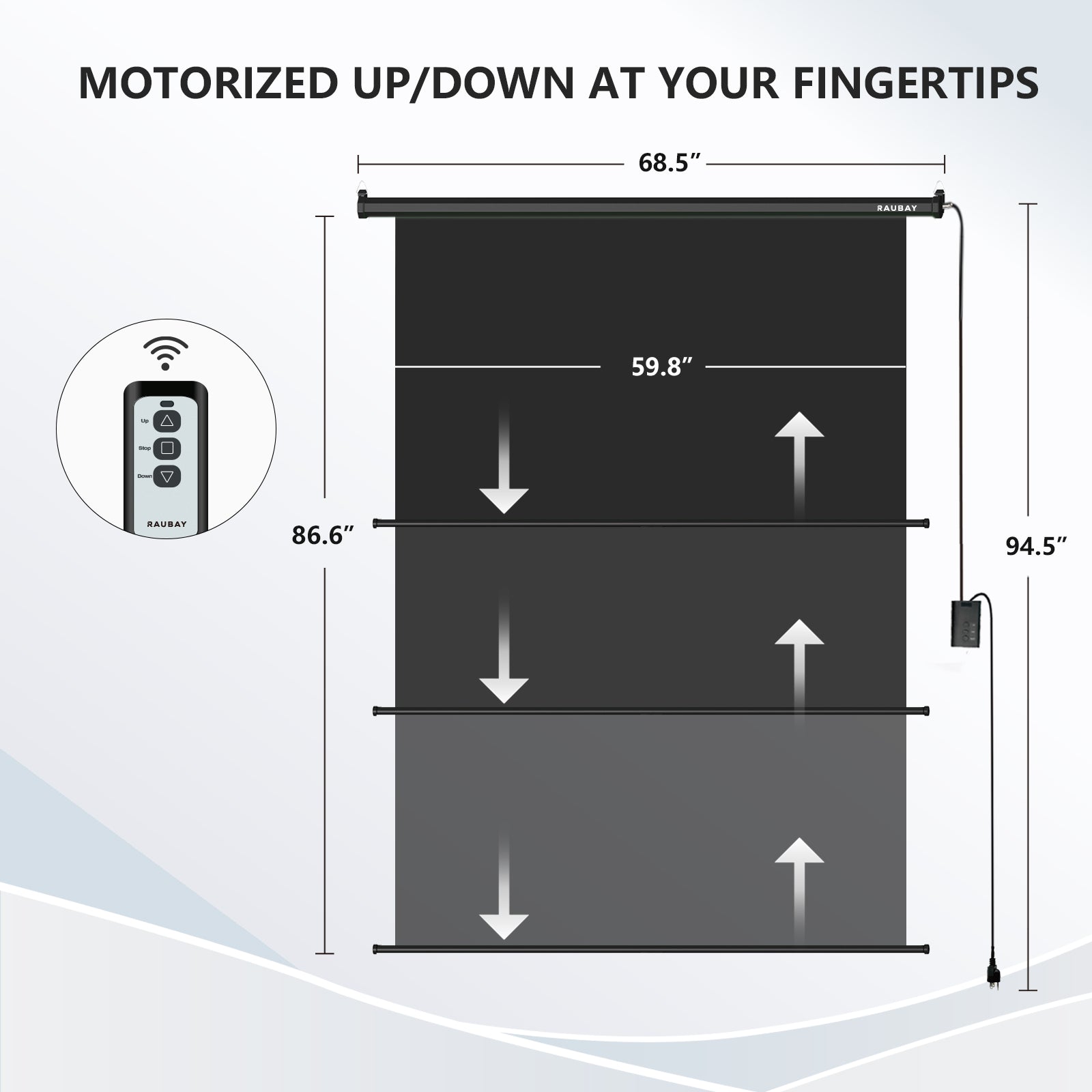 5′ x 7.2′ Motorized Pull Down Black Screen