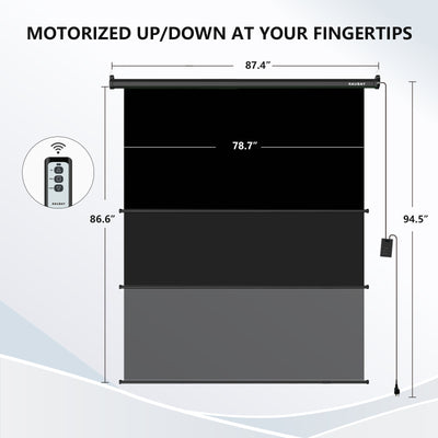 6.7′ x 7.2′ Motorized Pull Down Black Screen