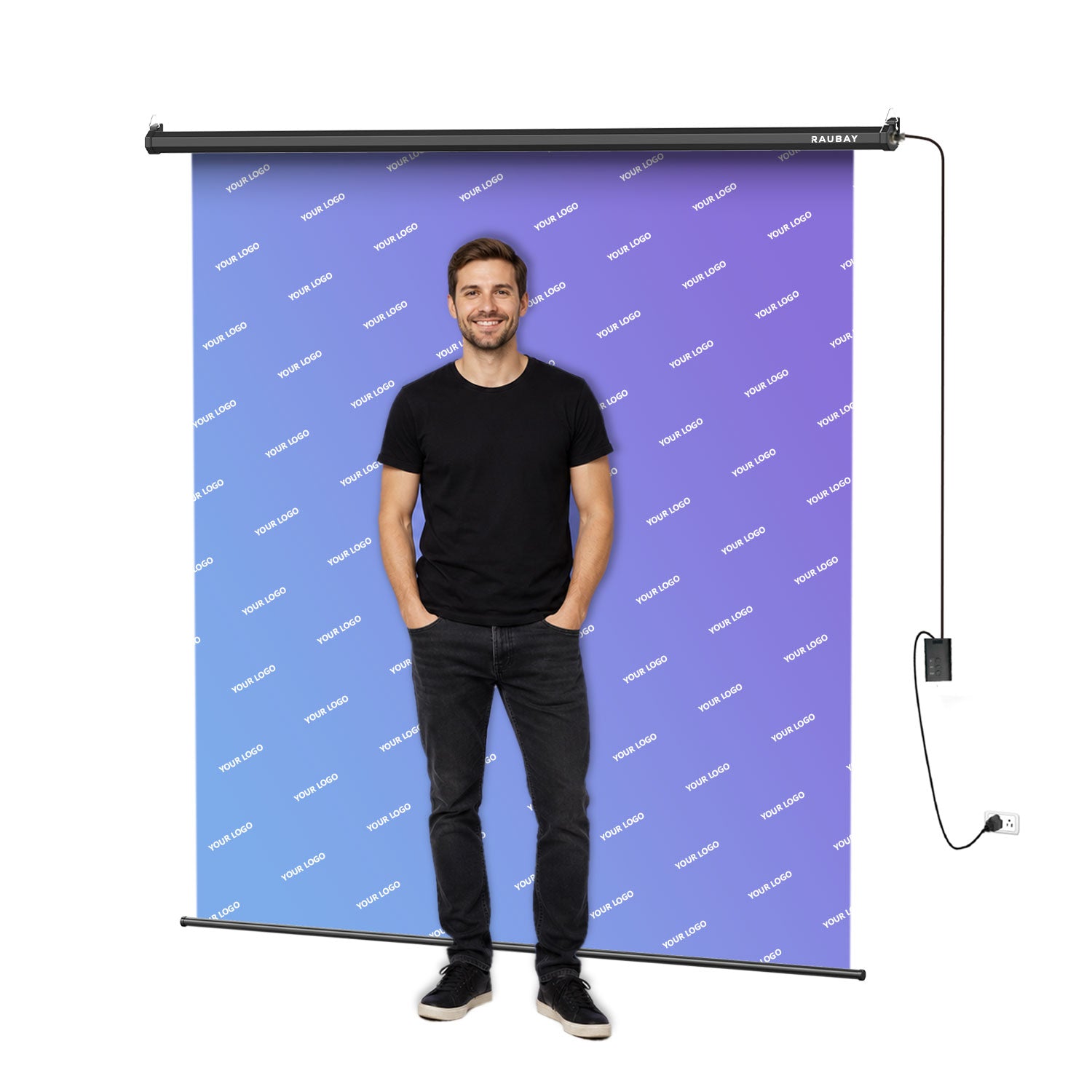 Customize Your Backdrop - 6.7′ x 7.2′ Motorized Pull Down Screen
