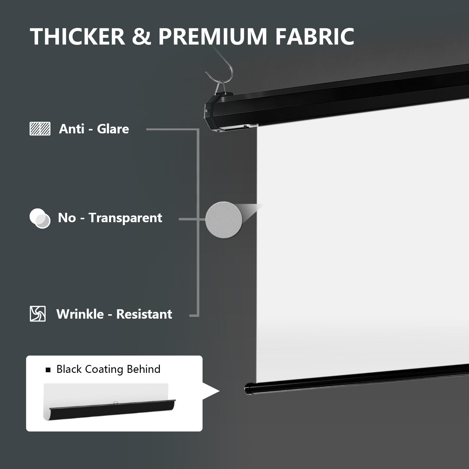 5′ x 7.2′ Motorized Pull Down White Screen