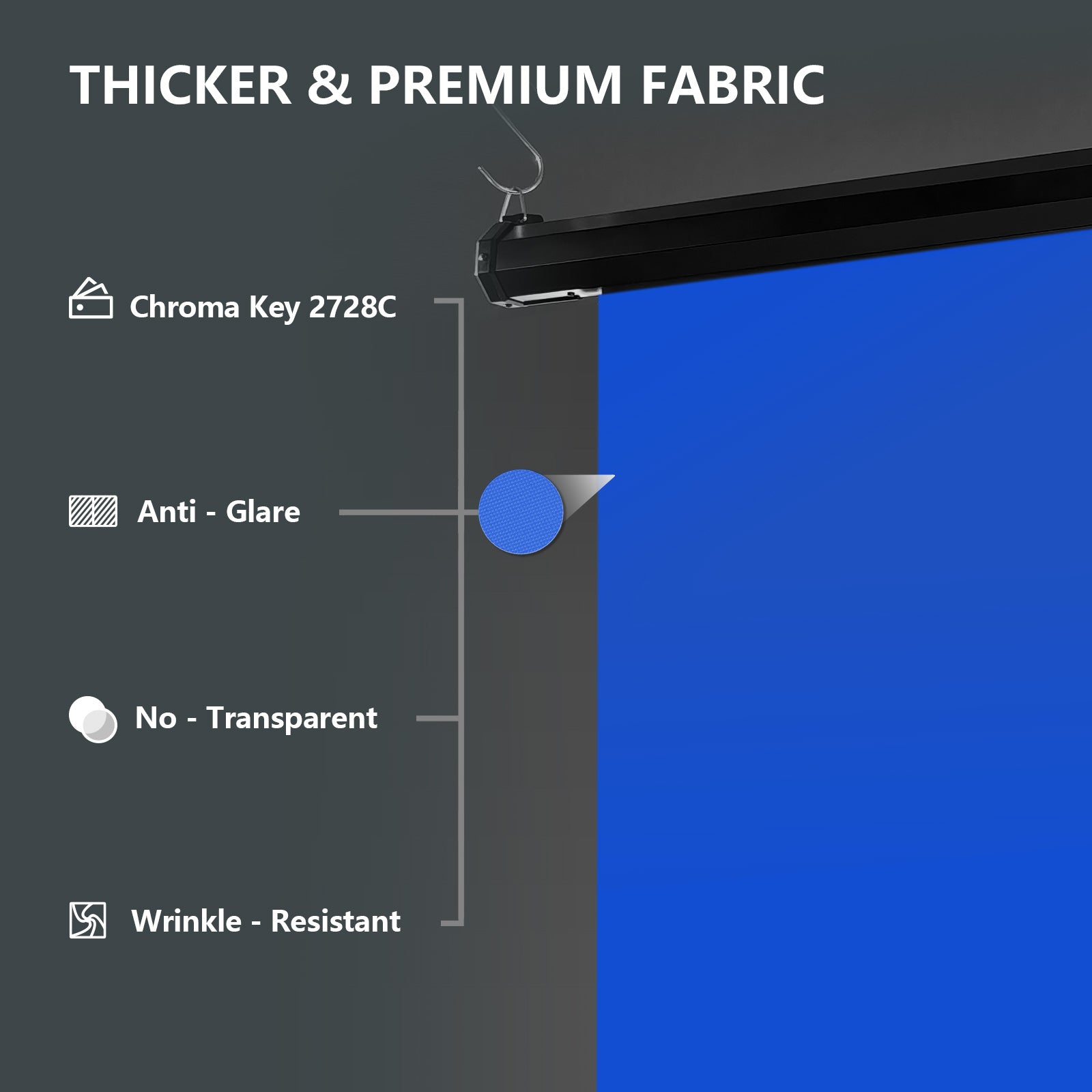 6.7′ x 7.2′ Motorized Pull Down Blue Screen
