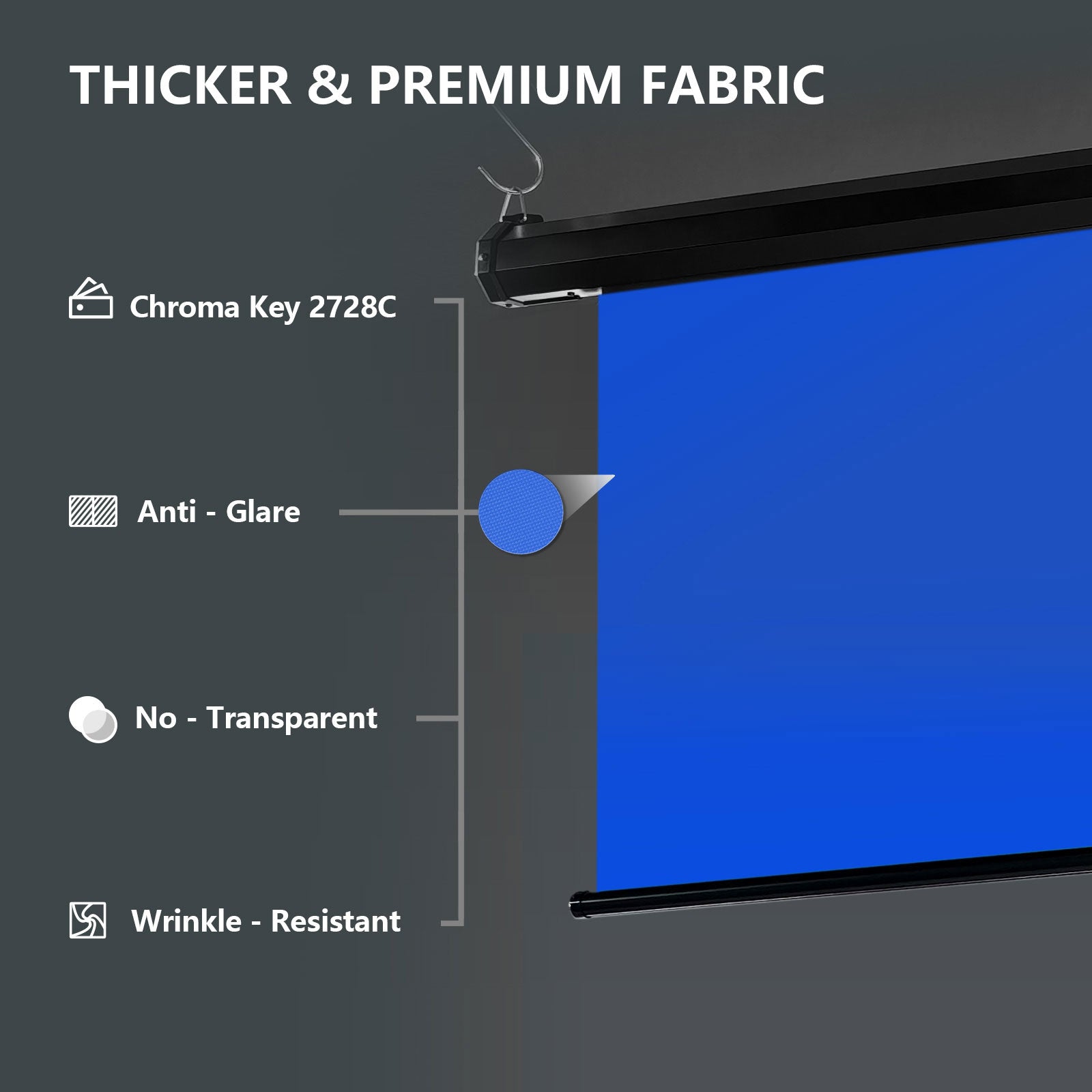 5′ x 7.2′ Motorized Pull Down Blue Screen