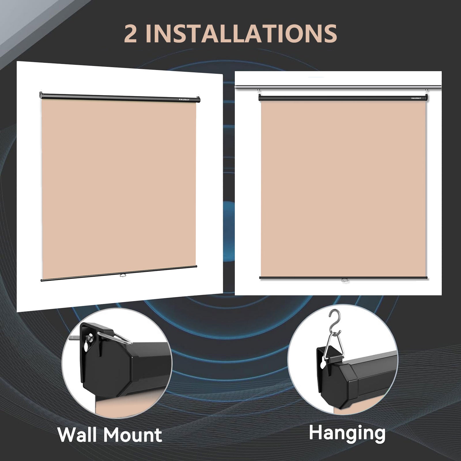 6.7′ x 7.2′ Pull Down Beige Screen