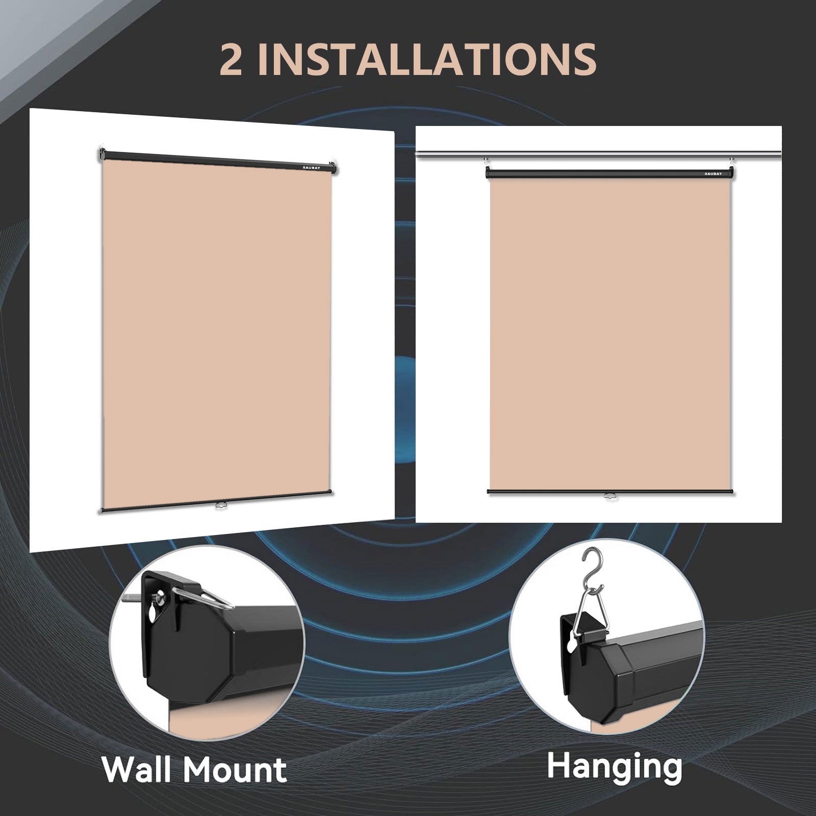 5′ x 7.2′ Pull Down Beige Screen