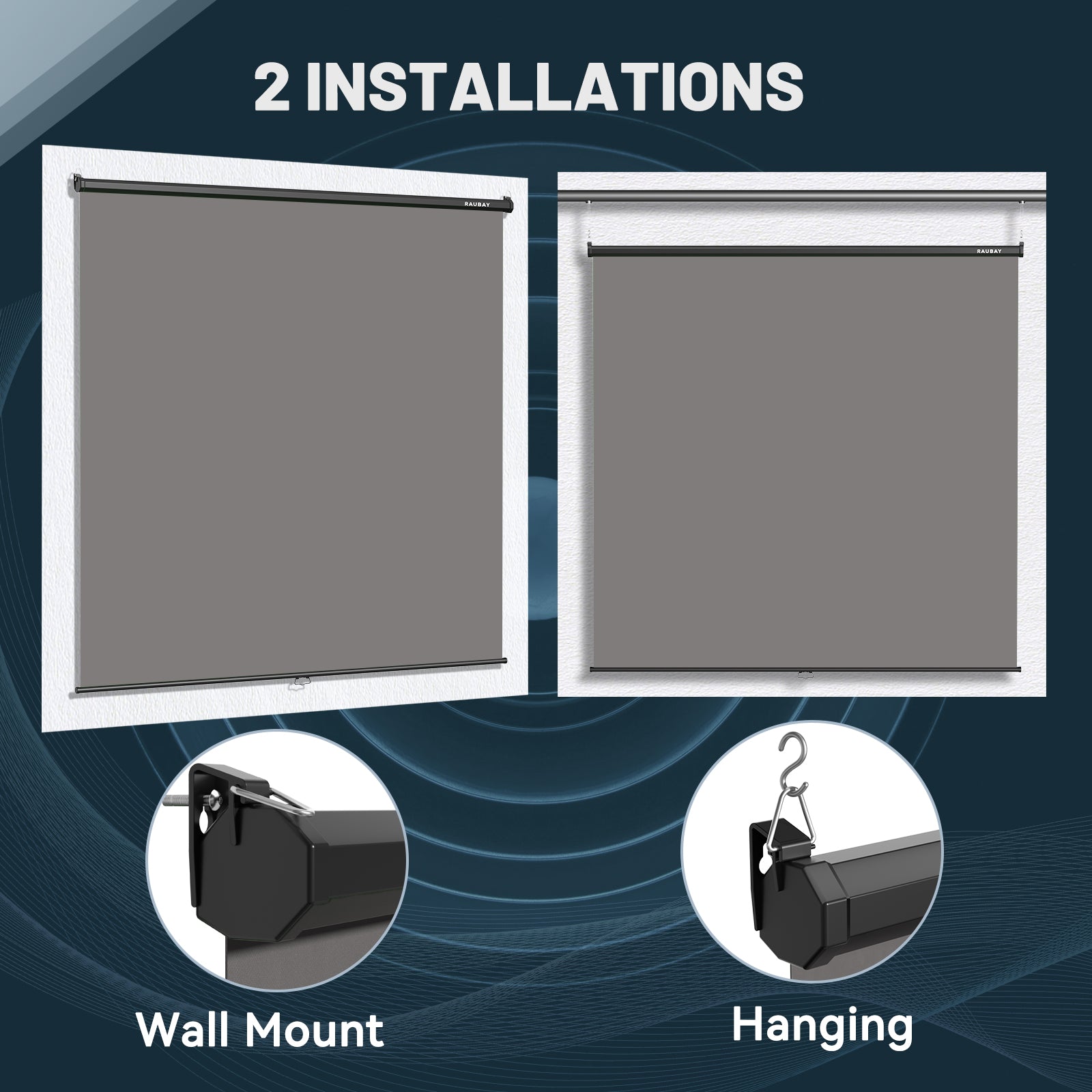 6.7′ x 7.2′ Pull Down Grey Screen