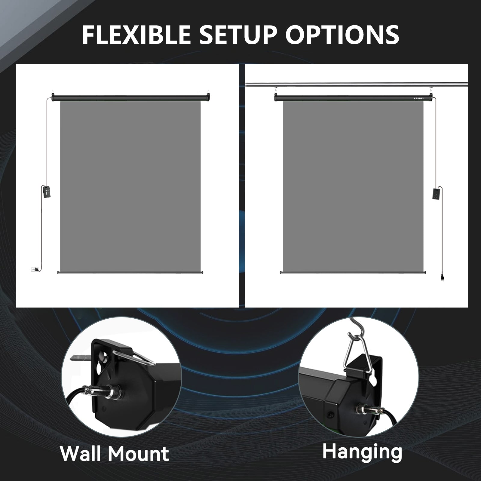 6.7′ x 7.2′ Motorized Pull Down Grey Screen