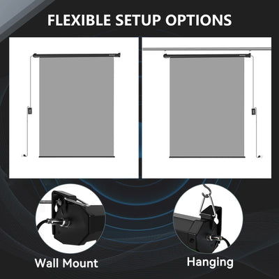 5′ x 7.2′ Motorized Pull Down Grey Screen