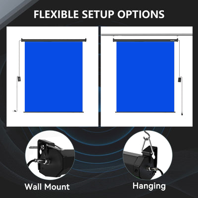 6.7′ x 7.2′ Motorized Pull Down Blue Screen