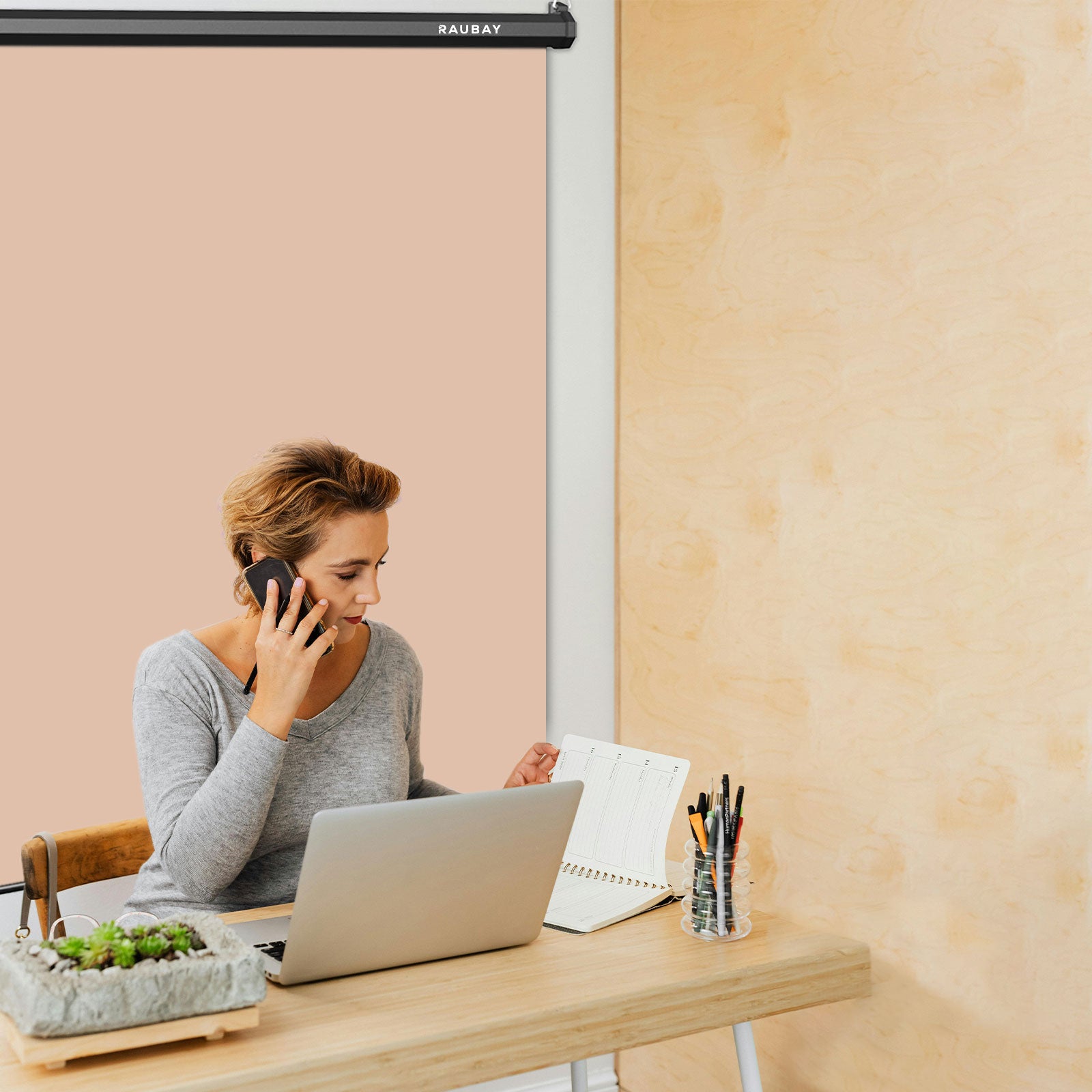 6.7′ x 7.2′ Pull Down Beige Screen