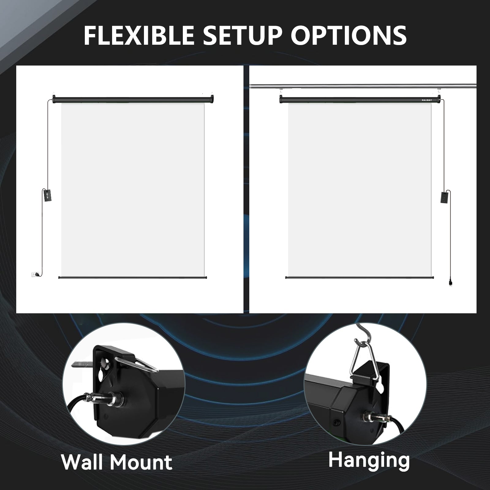 6.7′ x 7.2′ Motorized Pull Down White Screen