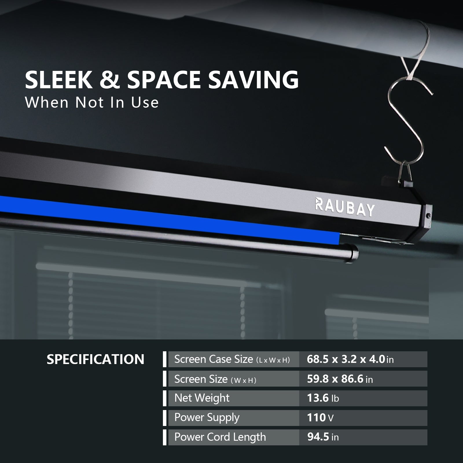 5′ x 7.2′ Motorized Pull Down Blue Screen