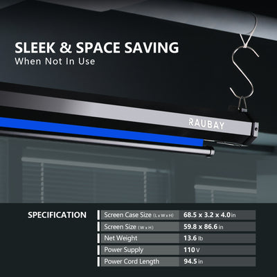 5′ x 7.2′ Motorized Pull Down Blue Screen